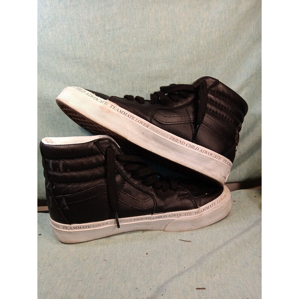 Vans High Top Sneakers Black "Child Advocate" Text 3.5